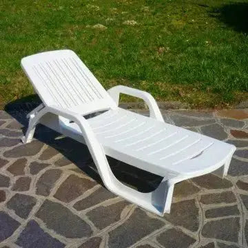 Lettino Zanzibar - Bianco, 190x71x46 cm Sdraio da giardino Hobby Shop Solution   
