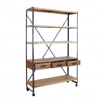 Mobile in metallo e legno, dimensioni 114,3 x 46,5 x 136 cm h