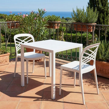 Tavolo autolivellante in acciaio verniciato bianco 70x70 cm altezza 74