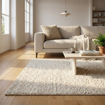 Tappeto in lana e juta avorio 160x230 cm, altezza 1 cm
