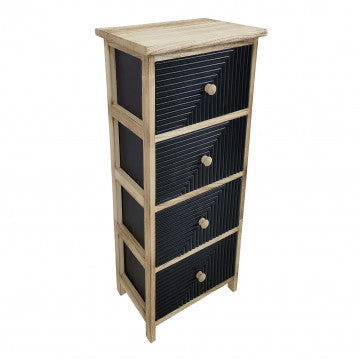 Mobiletto in legno con 4 cassetti, 34x25x77 cm, peso 4,7 kg