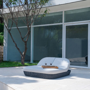 Lettino in alluminio e corda, 151x205x36 cm, peso 45 kg