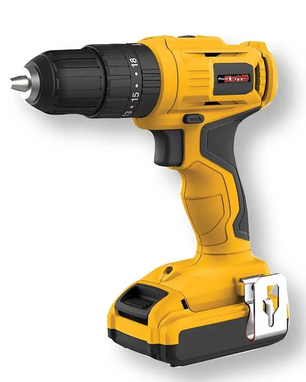 Avvitatore a percussione 20V giallo con mandrino da 10 mm, batteria removibile e corpo ergonomico, ideale per lavori di fai-da-te e professionali