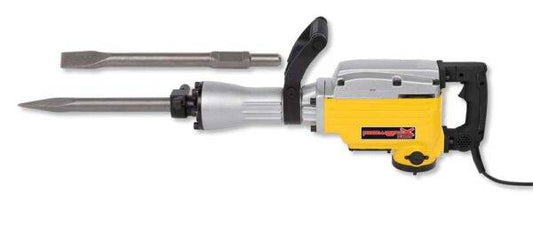 Demolitore professionale 1600W con mandrino esagonale e 50J di energia urto, ideale per lavori di muratura pesanti. Include scalpelli robusti per demolizioni.