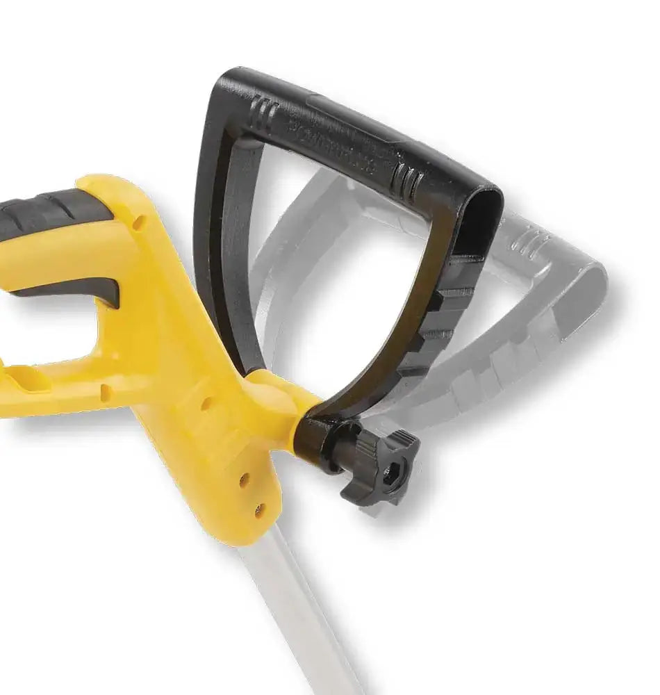 Particolare del manico del tagliabordi elettrico Powerplus 350W con impugnatura antiscivolo e sistema di regolazione, SKU: M-POWEG30020