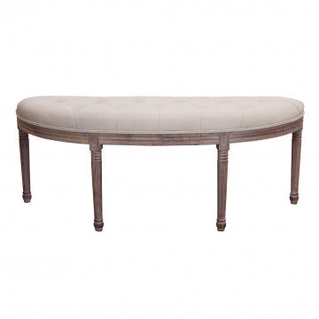 Panca in legno con rivestimento in tessuto beige 125x45x48 cm