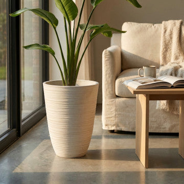Vaso in fibra sintetica colore bianco diametro 39 cm altezza 46 cm