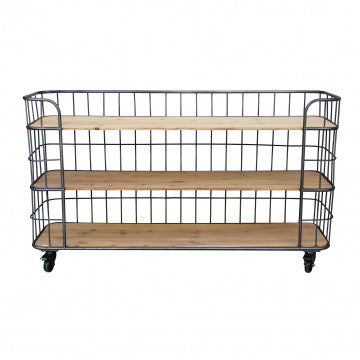 Mobile in ferro e legno con 3 ripiani, dimensioni 170x43,5x85 cm