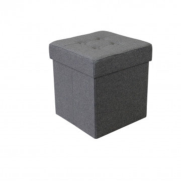 Pouf contenitore quadrato in tessuto grigio scuro 38x38x40 cm
