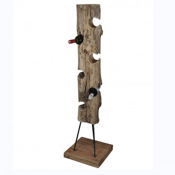 Porta bottiglie in legno di teak, dimensioni 36x35x150 cm