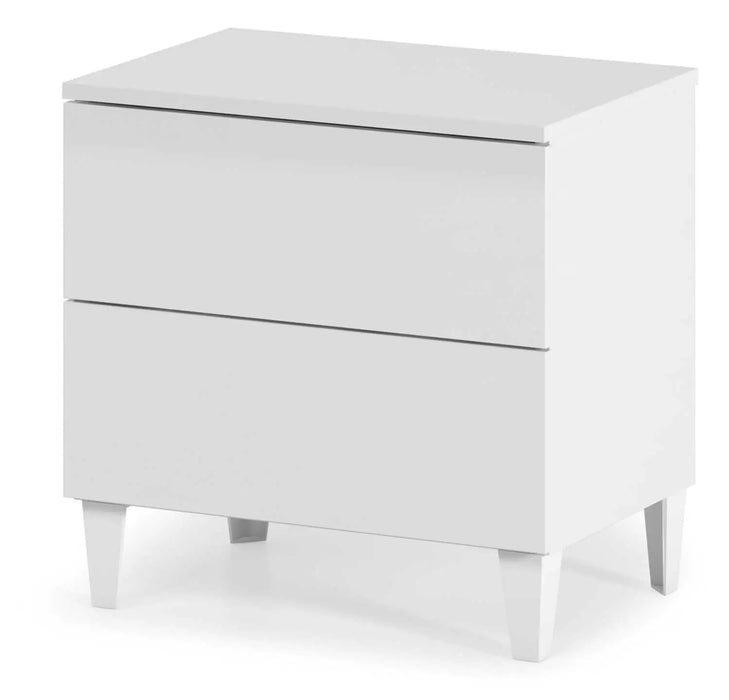 Comodino Moderno Bianco Lucido con 2 Cassetti 50x34x49h