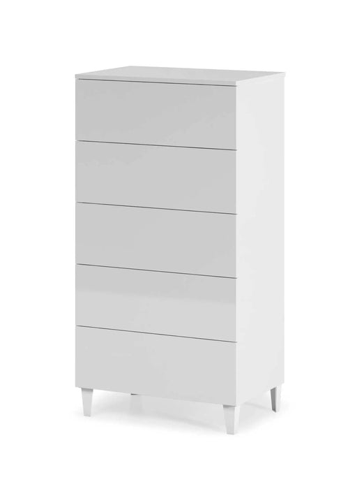 Cassettiera Moderna 5 Cassetti Bianco Lucido 61x40x117h