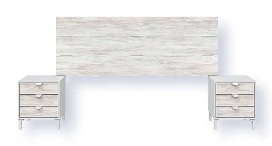 Testiera Letto con 2 Comodini Bianco Artik e Bianco Velho 181 cm