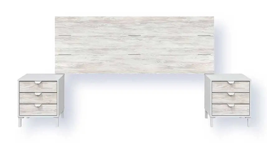 Testiera Letto con 2 Comodini Bianco Artik e Bianco Velho 181 cm