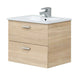 Mobile bagno Eco kit 60 2 cassetti rovere canadian 60x45x50h con lavabo integrato e finitura effetto legno chiaro. Ideale per bagni moderni.