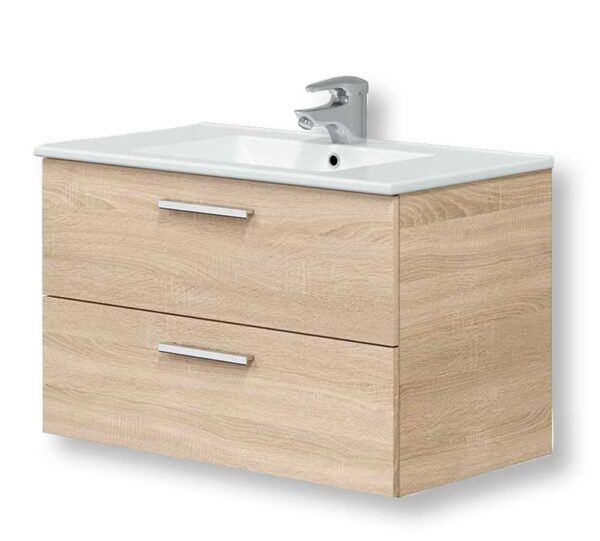 Mobile Bagno Sospeso 80x45 cm – Rovere Canadian, Lavabo Incluso