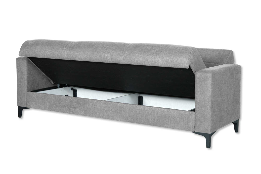 Divano letto Boston 3 posti 212x87 cm tessuto blu