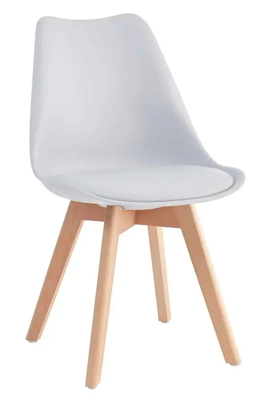 Sedia Nordik Wood in polipropilene con cuscino – Struttura in legno, bianca