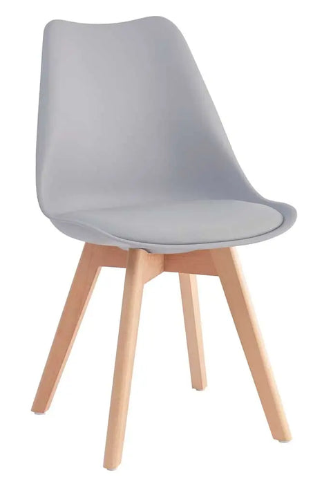 Sedia Nordik Wood in polipropilene con cuscino – Struttura in legno, grigia