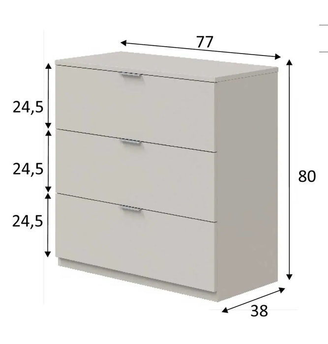 Cassettiera Fores Chachemir 3 cassetti 77x38x80h cm