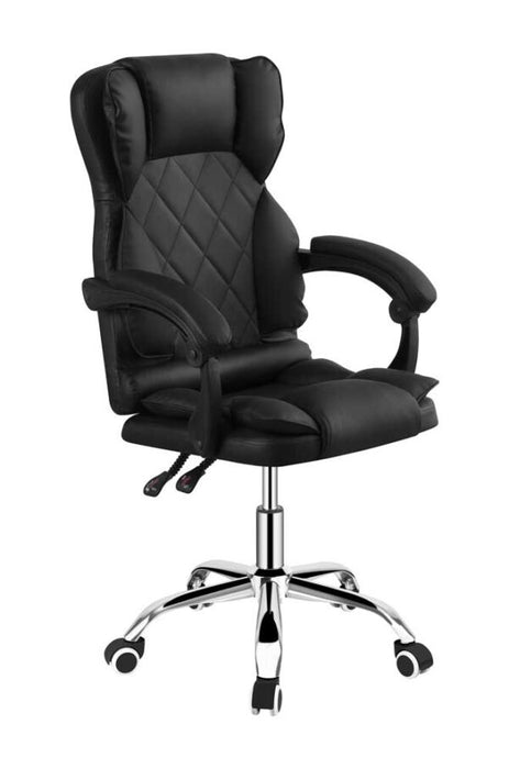 Poltrona Ufficio Milo Nera con Base Cromata e Funzione Reclinabile – 65x67x112-122h