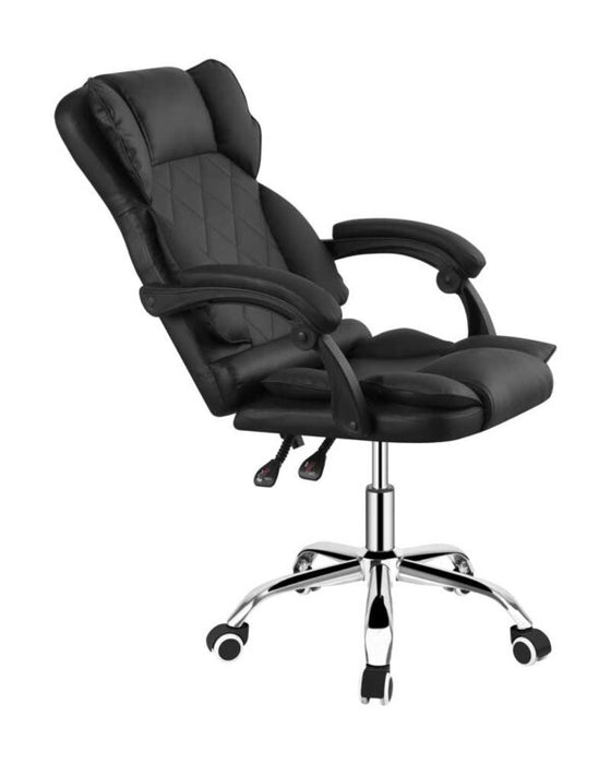 Poltrona Ufficio Milo Nera con Base Cromata e Funzione Reclinabile – 65x67x112-122h