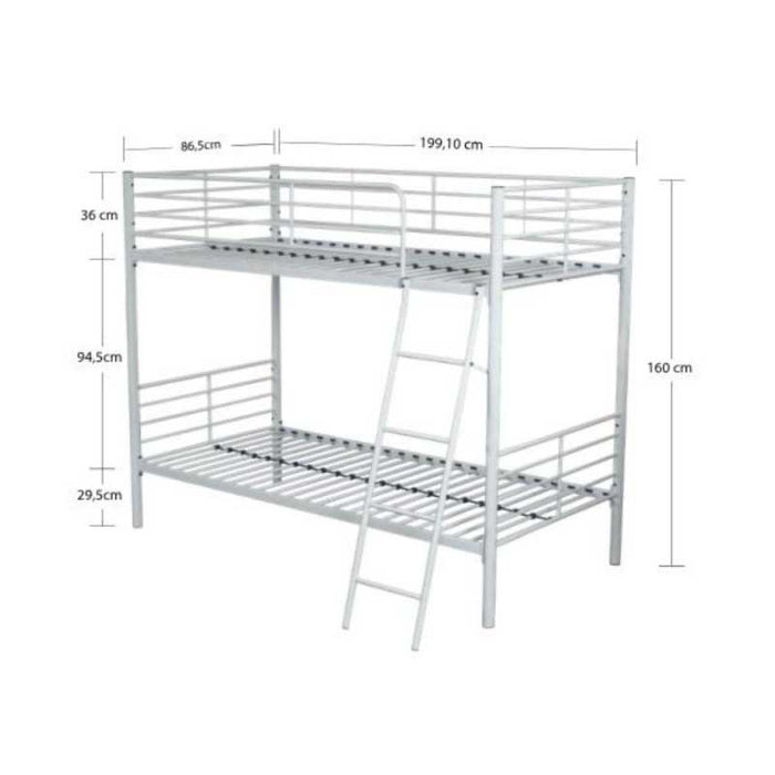 Letto a Castello Monza Acciaio Nero 80x190 cm H160