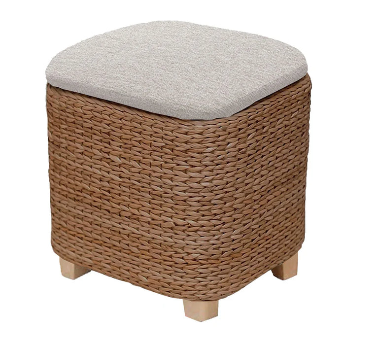 Sgabello contenitore in fibra naturale – Orange, noce e cuscino sabbia