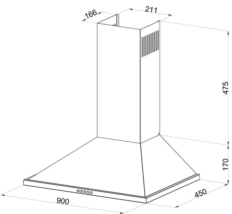 Cappa da Cucina a Piramide 90 cm Acciaio Inox 135W 450 m³/h