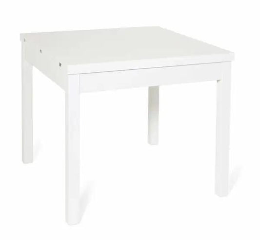 Tavolo allungabile con apertura a libro cm. 90x90/180 in bianco frassinato, compatto e moderno, ideale per spazi ridotti.