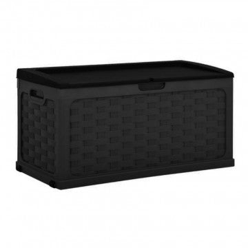 Cassapanca rattan style in plastica wicker marrone con seduta 200 kg