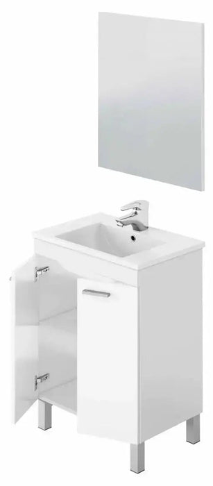 Mobile Bagno Bianco con Specchio 60x45x80 cm Set di mobili per bagno FORES   