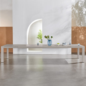 Tavolo alluminio verniciato grigio sabbia 260-400x110 cm altezza 75