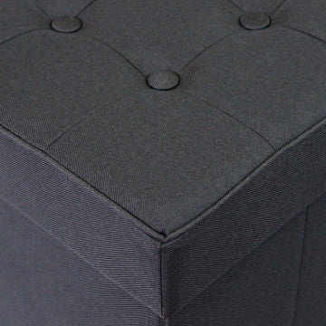 Pouf contenitore quadrato in tessuto nero 38x38x40 cm
