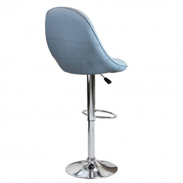 Sgabello regolabile in metallo e ecopelle grigia, altezza 95-116 cm