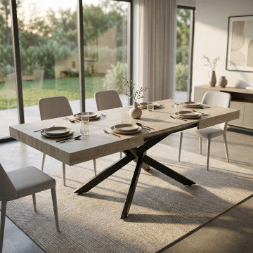 Tavolo allungabile melaminico 160/240 x 90 cm struttura metallo nera