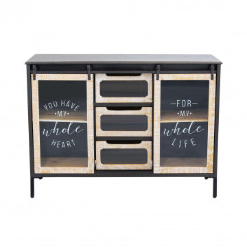 Mobile in legno e acciaio con 2 ante e 3 cassetti 108,5x38,5x79 cm