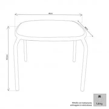 Tavolino Midway: Tavolino da giardino in acciaio bianco, grigio o taupe - 43,5 cm x 41 cm x 41 cm