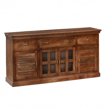 Mobile in legno di mango con 2 ante e 3 cassetti 180x44x90 cm