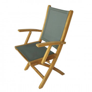 Poltrona pieghevole in teak e textilene 58x55x89 cm peso 7 kg