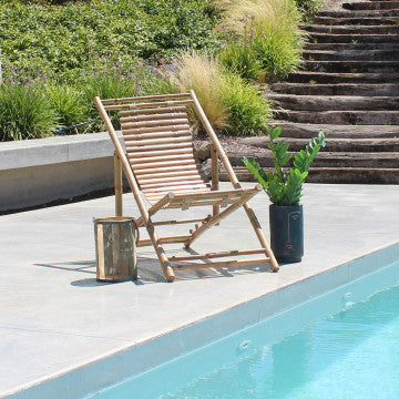 Sdraio dondolo in bamboo con struttura in legno marrone 117x60x68 cm