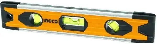 Mini livella magnetica 22,5cm Ingco in alluminio con 3 bolle per misurazioni precise. Ideale per lavori di fai da te e professionali.