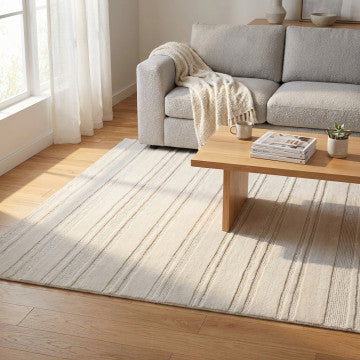 Tappeto in lana e cotone avorio 160x230 cm con decoro geometrico