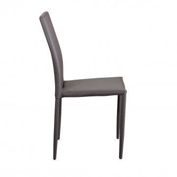 Sedia in acciaio e ecopelle, marrone, dimensioni 41x50x91 cm