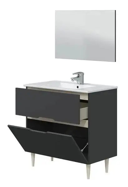 Mobile Bagno con specchio  Lotto 2 Cassetti 80X80X45H Set di mobili per bagno FORES   