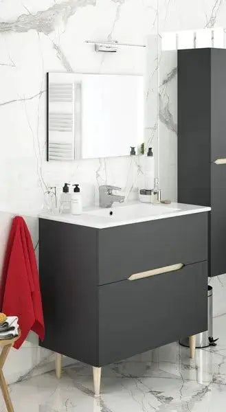 Mobile Bagno con specchio  Lotto 2 Cassetti 80X80X45H Set di mobili per bagno FORES   