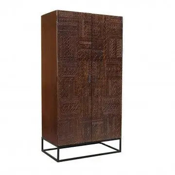Mobile Daren: Wengé, Ante in Legno di Mango, Struttura in Ferro, cm 96x56x186 Armadi Hobby Shop Solution   