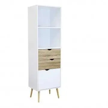 Mobile Sheldon: Legno Bianco e Naturale, cm 50x39x171 Buffet e credenze Hobby Shop Solution   