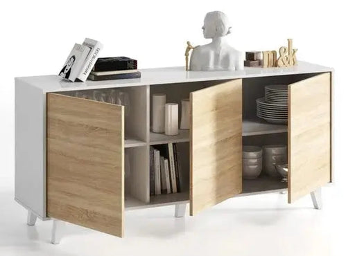 Mobile credenza 3 ante 154x41x75h bianco lucido canadian Buffet e credenze FORES   