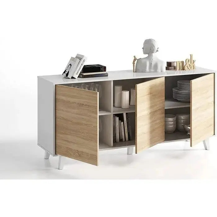 Mobile credenza 3 ante 154x41x75h bianco lucido canadian Buffet e credenze FORES   